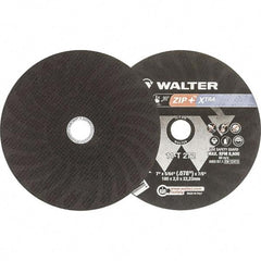 WALTER Surface Technologies - 7" 46 Grit Aluminum Oxide Cutoff Wheel - 5/64" Thick, 7/8" Arbor, 8,600 Max RPM, Use with Angle Grinders - Apex Tool & Supply