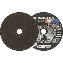 WALTER Surface Technologies - 3" 24 Grit Aluminum Oxide Cutoff Wheel - 1/4" Thick, 3/8" Arbor, 25,470 Max RPM, Use with Die Grinders - Apex Tool & Supply
