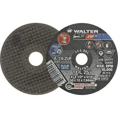 WALTER Surface Technologies - 2" 24 Grit Aluminum Oxide Cutoff Wheel - 1/2" Thick, 5/16" Arbor, 31,000 Max RPM, Use with Die Grinders - Apex Tool & Supply