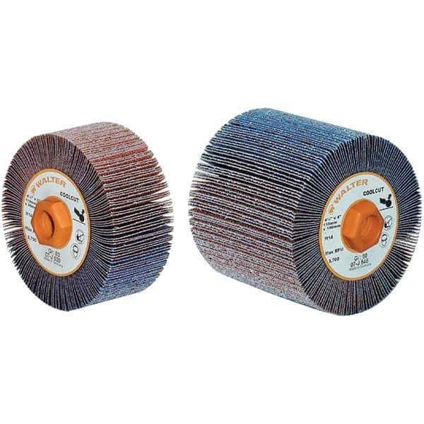WALTER Surface Technologies - 4-1/4" Diam 40 Grit Aluminum Oxide Unmounted Flap Wheel - 5/8-11 Threaded Hole, 2" Wide, Coated, Grade Coarse, 3,800 Max RPM - Apex Tool & Supply