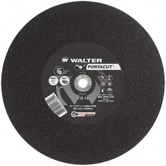 WALTER Surface Technologies - 14" 24 Grit Aluminum Oxide Cutoff Wheel - 1/8" Thick, 20mm Arbor, 5,400 Max RPM, Use with Electric & Gas Powered Saws - Apex Tool & Supply