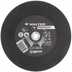 WALTER Surface Technologies - 12" 24 Grit Aluminum Oxide Cutoff Wheel - 1/8" Thick, 20mm Arbor, 6,300 Max RPM, Use with Electric & Gas Powered Saws - Apex Tool & Supply