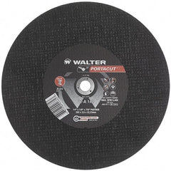 WALTER Surface Technologies - 14" 24 Grit Aluminum Oxide Cutoff Wheel - 1/8" Thick, 7/8" Arbor, 5,400 Max RPM, Use with Electric & Gas Powered Saws - Apex Tool & Supply