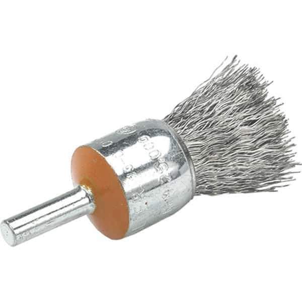 WALTER Surface Technologies - 1/2" Brush Diam, Crimped, End Brush - 1/4" Diam Shank, 25,000 Max RPM - Apex Tool & Supply