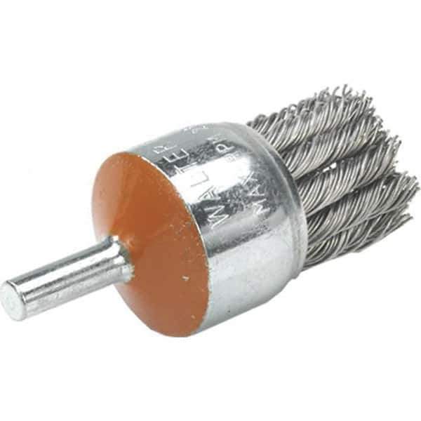 WALTER Surface Technologies - 1-1/8" Brush Diam, Knotted, End Brush - 1/4" Diam Shank, 20,000 Max RPM - Apex Tool & Supply