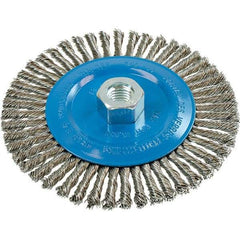 WALTER Surface Technologies - 6" OD, 5/8-11 Arbor Hole, Stringer Bead Stainless Steel Wheel Brush - 1/4" Face Width, 0.02" Filament Diam, 10,000 RPM - Apex Tool & Supply