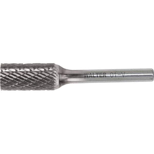 WALTER Surface Technologies - 3/8" Cut Diam, 1/4" Shank Diam, Cylinder Head Single Cut Burr - Carbide, 3/4" LOC - Apex Tool & Supply