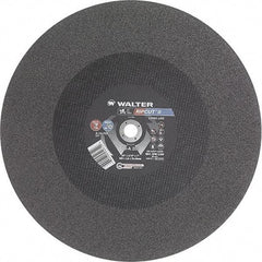 WALTER Surface Technologies - 20" 24 Grit Aluminum Oxide Cutoff Wheel - 3/16" Thick, 1" Arbor, 3,000 Max RPM, Use with Stationary Tools - Apex Tool & Supply
