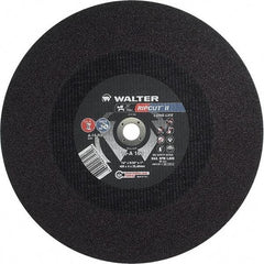 WALTER Surface Technologies - 16" 24 Grit Aluminum Oxide Cutoff Wheel - 5/32" Thick, 1" Arbor, 3,800 Max RPM, Use with Stationary Tools - Apex Tool & Supply