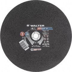 WALTER Surface Technologies - 14" 24 Grit Aluminum Oxide Cutoff Wheel - 1/8" Thick, 1" Arbor, 4,400 Max RPM, Use with Stationary Tools - Apex Tool & Supply