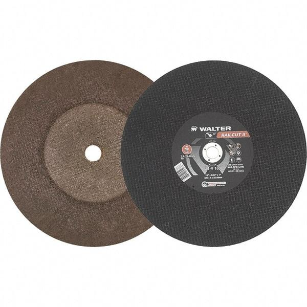 WALTER Surface Technologies - 16" 24 Grit Aluminum Oxide Cutoff Wheel - 5/32" Thick, 1" Arbor, 4,700 Max RPM, Use with Electric & Gas Powered Saws - Apex Tool & Supply