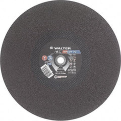 WALTER Surface Technologies - 20" 24 Grit Aluminum Oxide Cutoff Wheel - 3/16" Thick, 1" Arbor, 3,000 Max RPM, Use with Stationary Tools - Apex Tool & Supply