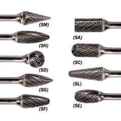 WALTER Surface Technologies - 5/16" Cut Diam, 1/4" Shank Diam, Taper Head Double Cut Burr - Carbide, 3/4" LOC - Apex Tool & Supply