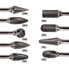 WALTER Surface Technologies - 1/4" Cut Diam, 1/4" Shank Diam, Taper Head Double Cut Burr - Carbide, 5/8" LOC - Apex Tool & Supply