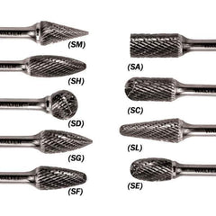 WALTER Surface Technologies - 5/16" Cut Diam, 1/4" Shank Diam, Flame Head Double Cut Burr - Carbide, 3/4" LOC - Apex Tool & Supply