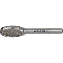 WALTER Surface Technologies - 3/8" Cut Diam, 1/4" Shank Diam, Egg Head Double Cut Burr - Carbide, 5/8" LOC - Apex Tool & Supply