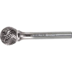WALTER Surface Technologies - 1/2" Cut Diam, 1/4" Shank Diam, Cylinder Head Double Cut Burr - Carbide, 1" LOC, 7" OAL - Apex Tool & Supply