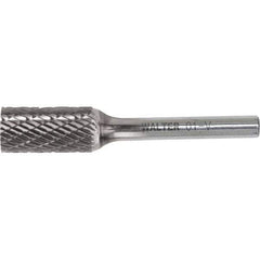 WALTER Surface Technologies - 1/4" Cut Diam, 1/4" Shank Diam, Cylinder Head Double Cut Burr - Carbide, 5/8" LOC - Apex Tool & Supply