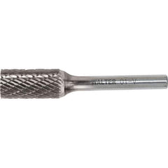 WALTER Surface Technologies - 1/4" Cut Diam, 1/4" Shank Diam, Cylinder Head Double Cut Burr - Carbide, 5/8" LOC - Apex Tool & Supply