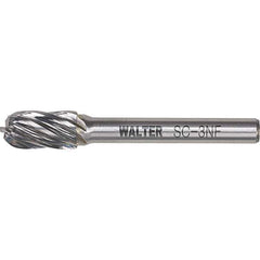 WALTER Surface Technologies - 3/8" Cut Diam, 1/4" Shank Diam, Cylinder Ball End Head Double Cut Burr - Carbide, 3/4" LOC - Apex Tool & Supply