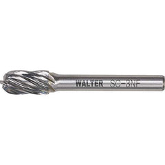 WALTER Surface Technologies - 7/16" Cut Diam, 1/4" Shank Diam, Cylinder Ball End Head Double Cut Burr - Carbide, 1" LOC - Apex Tool & Supply