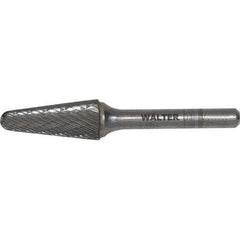 WALTER Surface Technologies - 3/8" Cut Diam, 1/4" Shank Diam, Cone Head Double Cut Burr - Carbide, 1-1/16" LOC - Apex Tool & Supply