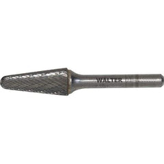 WALTER Surface Technologies - 5/8" Cut Diam, 1/4" Shank Diam, Cone Head Double Cut Burr - Carbide, 3/16" LOC - Apex Tool & Supply