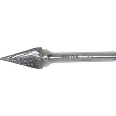 WALTER Surface Technologies - 1/8" Cut Diam, 1/8" Shank Diam, Cone Head Double Cut Burr - Carbide, 7/16" LOC - Apex Tool & Supply