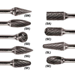 WALTER Surface Technologies - 1/2" Cut Diam, 1/4" Shank Diam, Ball Head Double Cut Burr - Carbide, 7/16" LOC - Apex Tool & Supply