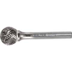 WALTER Surface Technologies - 1/8" Cut Diam, 1/8" Shank Diam, Ball Head Double Cut Burr - Carbide, 1/8" LOC - Apex Tool & Supply