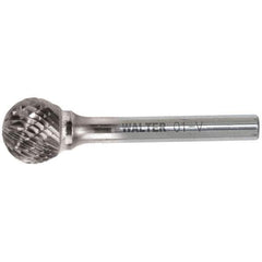 WALTER Surface Technologies - 3/8" Cut Diam, 1/4" Shank Diam, Ball Head Double Cut Burr - Carbide, 5/16" LOC - Apex Tool & Supply