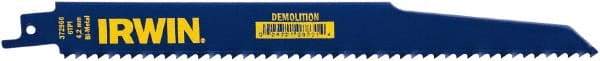 Irwin Blades - 9" Long, Bi-Metal Reciprocating Saw Blade - Tapered Profile, 6 TPI, Toothed Edge, Tang Shank - Apex Tool & Supply