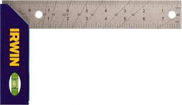 Irwin - 8" Blade Length ABS Plastic (Handle) & Stainless Steel (Blade) Square - Apex Tool & Supply