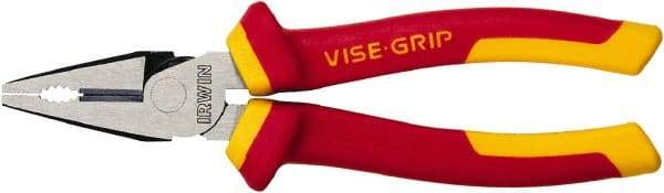 Irwin - 7" OAL, 1-1/2" Jaw Length, Side Cutting High Leverage Pliers - Combination Jaw - Apex Tool & Supply