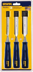 Irwin - 3 Piece Wood Chisel Set - Polypropylene, Sizes Included 1/2 to 1" - Apex Tool & Supply