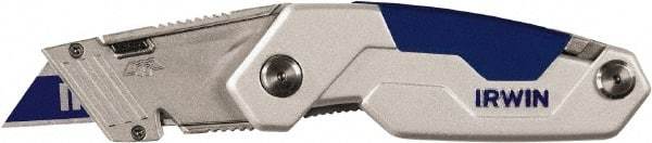 Irwin - Fixed Folding Utility Knife - Metal Handle, 3 Blades Included - Apex Tool & Supply