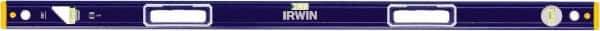 Irwin - 48" Long 3 Vial Box Beam Level - Aluminum, Blue/Yellow, 1 Level & 2 Plumb Vials - Apex Tool & Supply