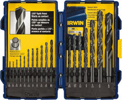 Irwin - 1/16 to 1/2", 135° Point, Oxide Finish, High Speed Steel Jobber Length Drill Bit Set - Apex Tool & Supply