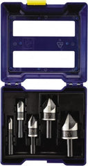Irwin - 5 Piece, 1/4 to 3/4" Head Diam, 82° Included Angle, Single End Countersink Set - Apex Tool & Supply