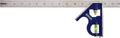 Irwin - 2 Piece, 16" Combination Square Set - 1/16, 1/32, 1/64 & 1/8" (4R) Graduation, Stainless Steel Blade, Cast Zinc Square Head - Apex Tool & Supply