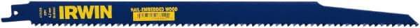 Irwin Blades - 12" Long, Bi-Metal Reciprocating Saw Blade - Tapered Profile, 6 TPI, Toothed Edge, Tang Shank - Apex Tool & Supply