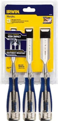 Irwin - 3 Piece Wood Chisel Set - Acetate, Sizes Included 1/2 to 1" - Apex Tool & Supply