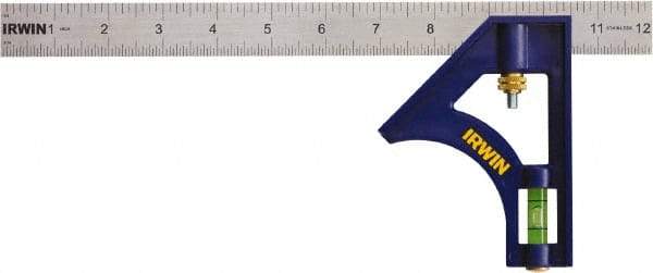 Irwin - 2 Piece, 12" Combination Square Set - 1/16, 1/32, 1/64 & 1/8" (4R) Graduation, Stainless Steel Blade, ABS Square Head - Apex Tool & Supply