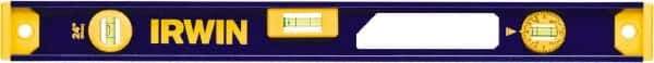 Irwin - Magnetic 24" Long 3 Vial I-Beam Level - Aluminum, Blue/Yellow, 1 Plumb & 2 Level Vials - Apex Tool & Supply
