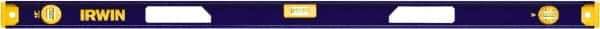 Irwin - Magnetic 48" Long 3 Vial I-Beam Level - Aluminum, Blue/Yellow, 1 Plumb & 2 Level Vials - Apex Tool & Supply