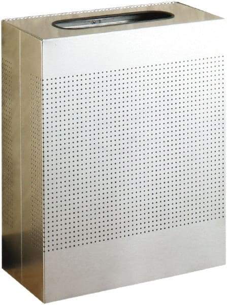 Rubbermaid - 22-1/2 Gal Silver Rectangle Decorative Waste Receptacle With Top - Stainless Steel, 30" High x 24" Long x 24" Wide - Apex Tool & Supply