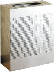 Rubbermaid - 22-1/2 Gal Silver Rectangle Decorative Waste Receptacle With Top - Stainless Steel, 30" High x 24" Long x 24" Wide - Apex Tool & Supply
