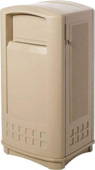 Rubbermaid - 35 Gal Beige Rectangle Decorative Waste Receptacle With Top - 1,044mm High x 543.56mm Long x 515.62mm Wide - Apex Tool & Supply