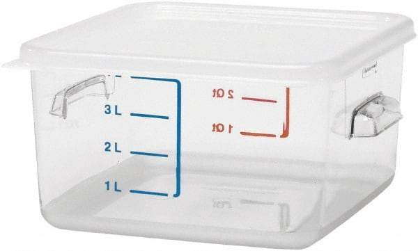 Rubbermaid - Square, Clear Polycarbonate Food Storage Container - 4.8" High x 8.8" Wide x 8.8" Long - Apex Tool & Supply