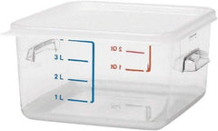 Rubbermaid - Square, Clear Polycarbonate Food Storage Container - 4.8" High x 8.8" Wide x 8.8" Long - Apex Tool & Supply